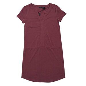 Tahari Womens XS Burgundy Modal Blend Short Sleeve Shift Dress, NWT.
